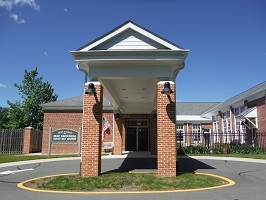 Front entrance of brick Mac Brownell Adult Day Center building