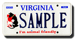 Virginia Animal Friendly Sample License Plate