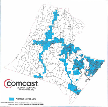 Map of Loudoun County Comcast Service Area