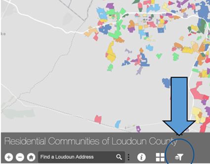 Residential Communities of Loudoun County interactive map with arrow