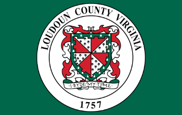 Red and green Loudoun County seal on a green background.