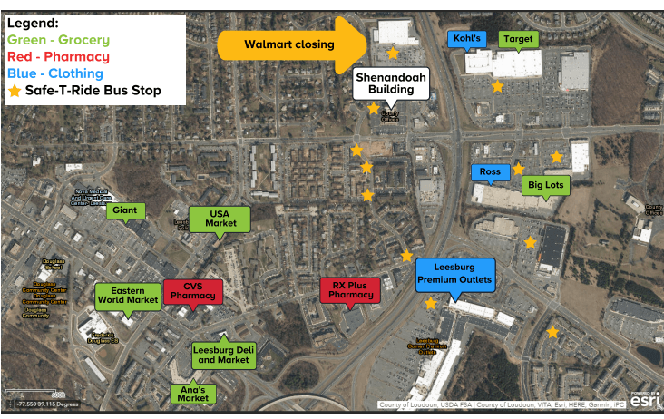 Updated map of resources near the Leesburg Walmart