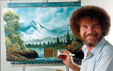 Image of Bob Ross and his painting