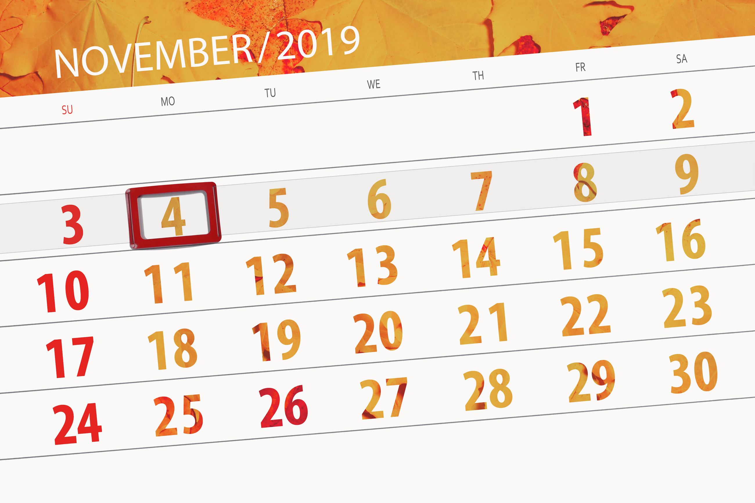 November calendar image