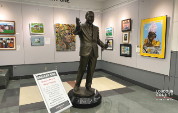 Image of art exhibition with Martin Luther King Jr. statue