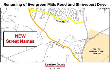 News Flash-Renaming of Evergreen Mills Road and Shreveport Drive