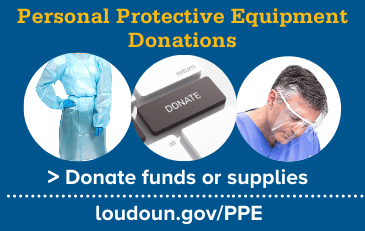 Image of personal protective equipment and donate button