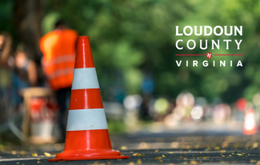 Image of Traffic Cone to Indicate Road Work Ahead with Loudoun County Wordmark