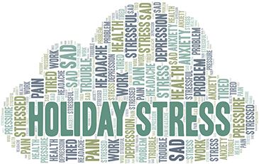 graphic image stating "holiday stress"