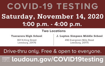 Image of graphic for COVID-19 testing events Nov. 14
