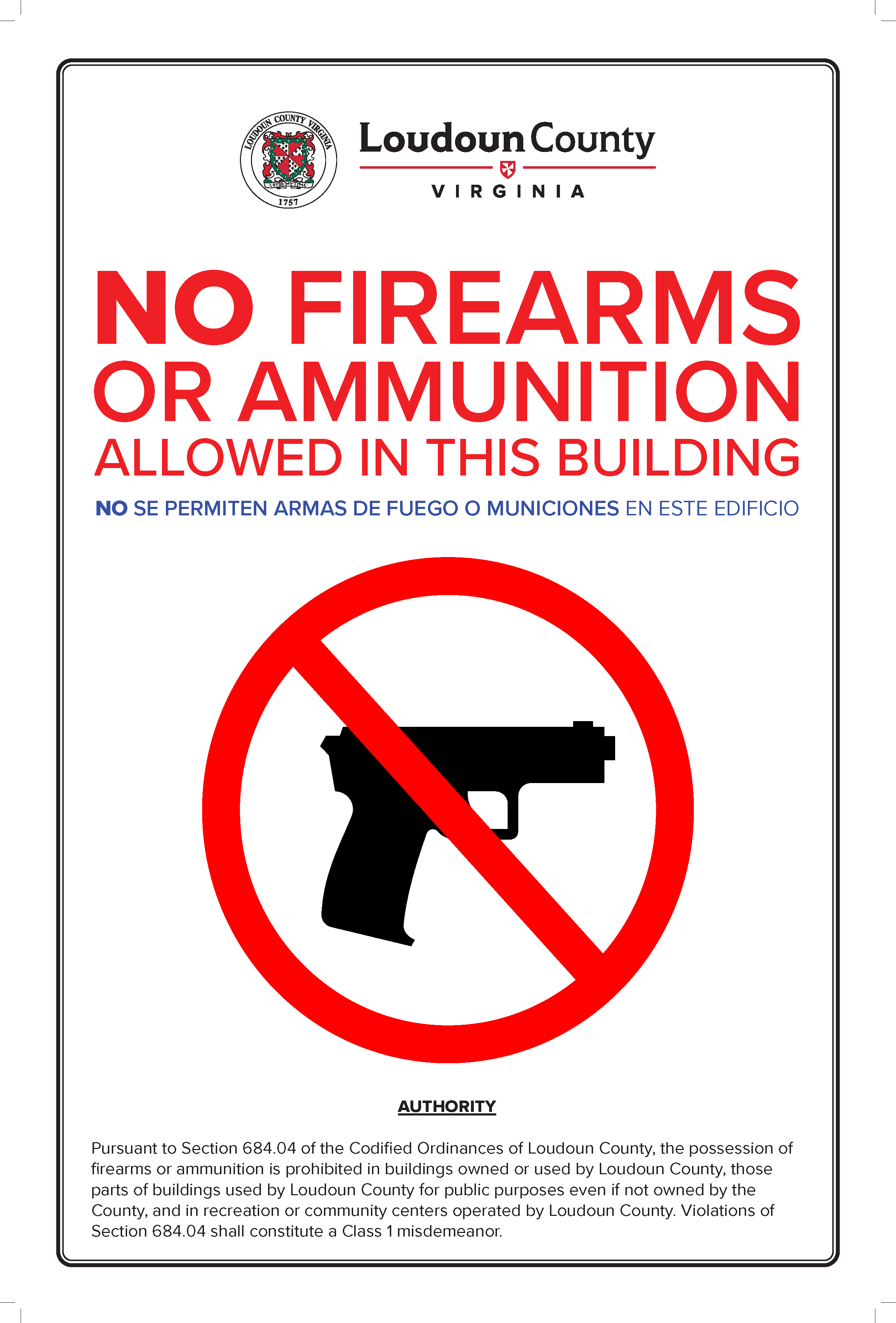 Image of Firearms Ordinance Sign