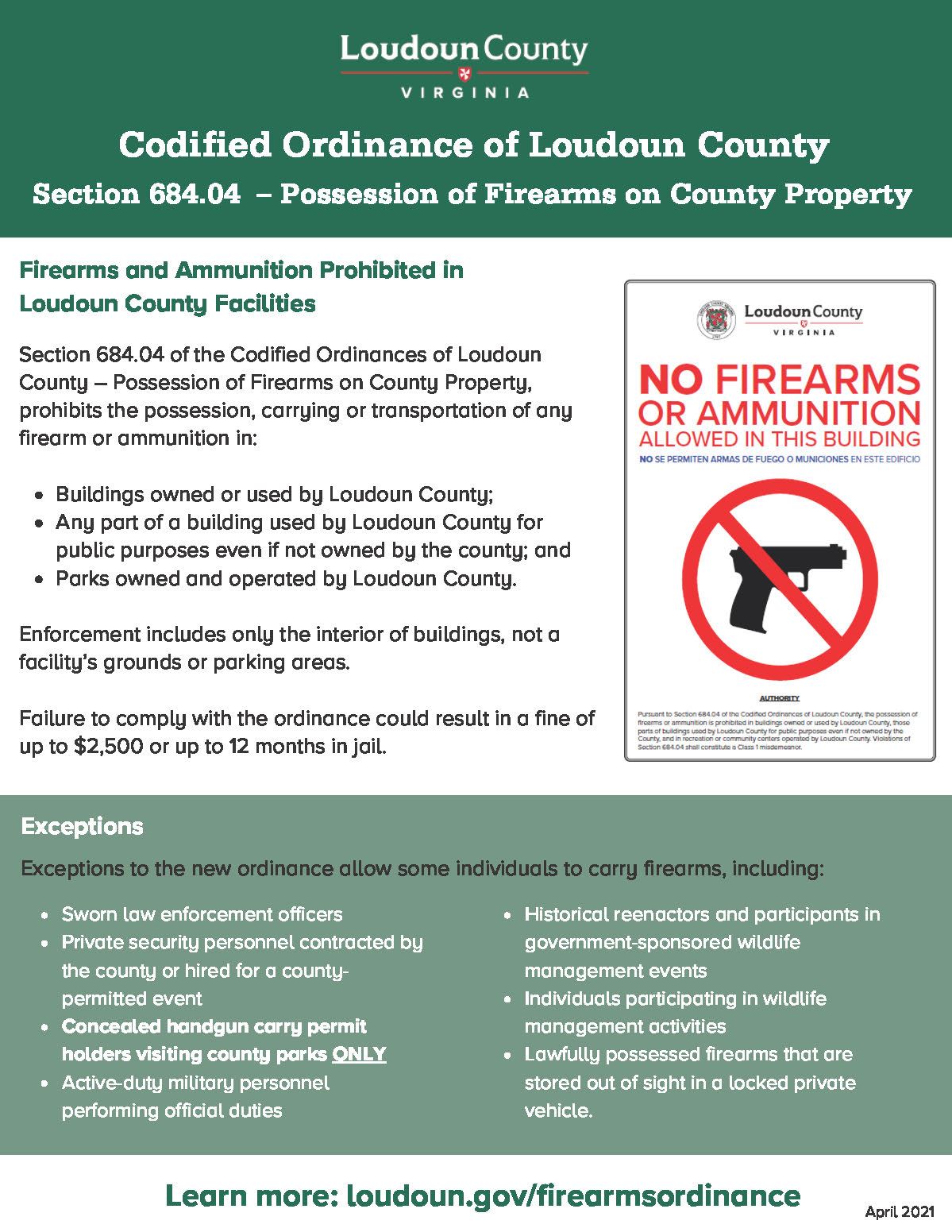 Public Reference Guide_Firearms Signage-Enforcement in County Buildings