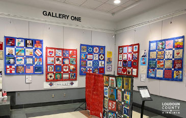 Image of quilt on display in gallery at the Loudoun County Government Center