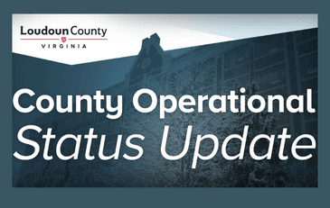 Graphic of government center with text of County Operational Status Update