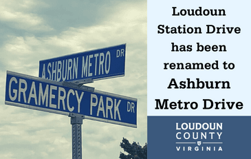 Image of new street sign for Ashburn Metro Drive