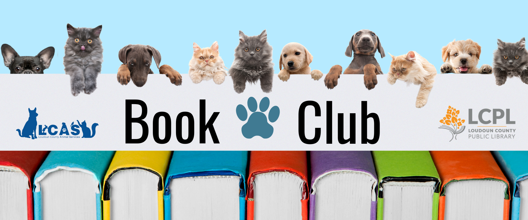 Image of multiple animals to promote Loudoun County Animal Services Book Club