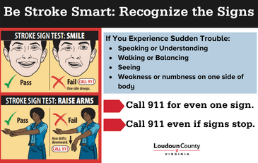 Image of informational graphic about recognizing the signs of a stroke and when to call 911