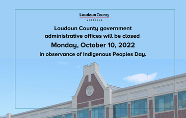 Image of county government building with closing message for Indigenous Peoples Day