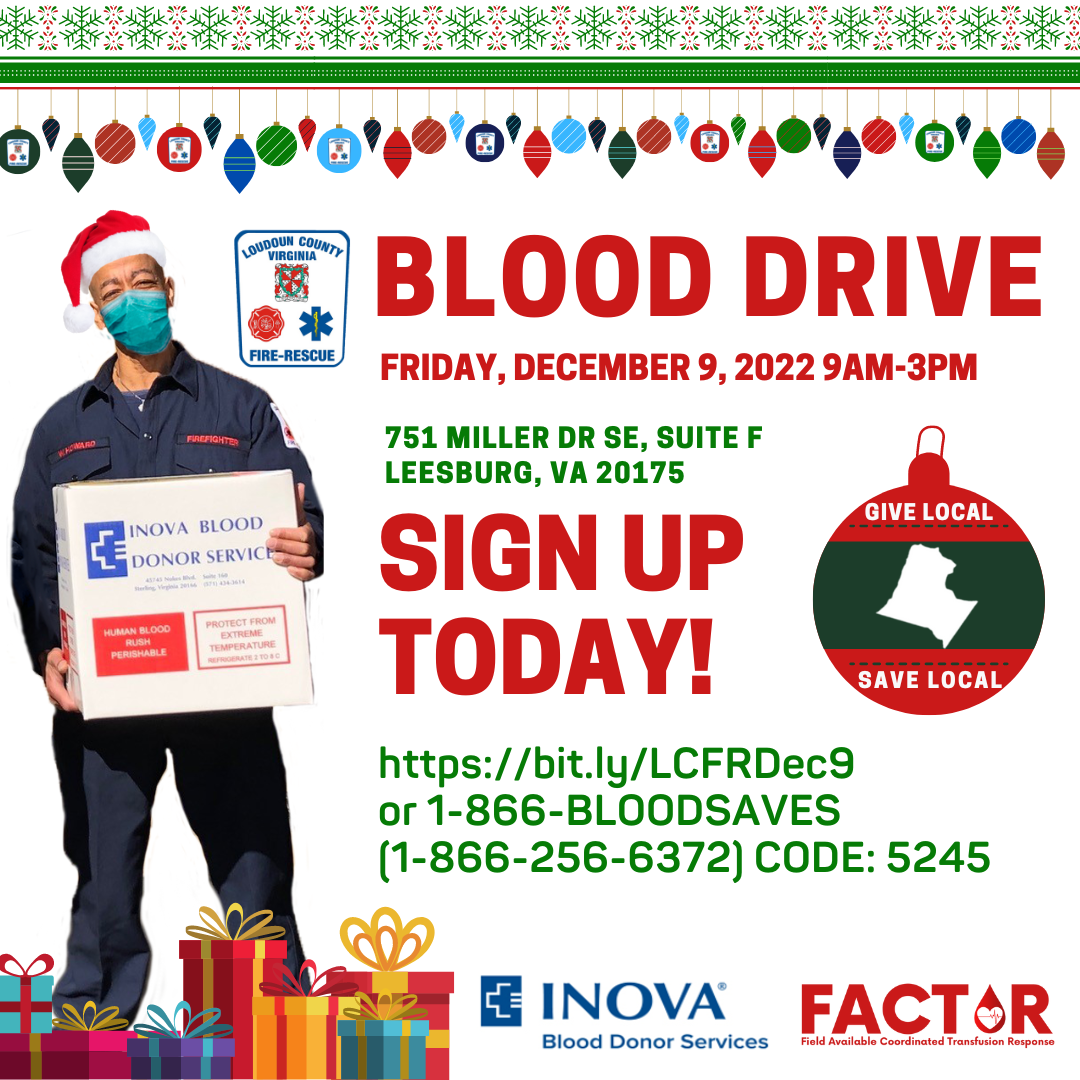 LC-CFRS Blood Drive on December 9 2022 go to bit.ly/LCFRDec9 to sign up