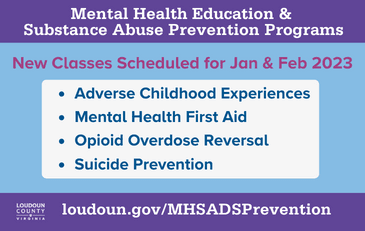 Link to information about mental health awareness and substance misuse prevention classes