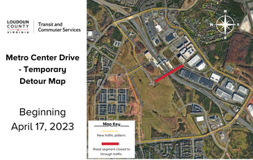 Link to larger image of temporary detour for Metro Center Drive Closure