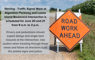 Image of Road Work Ahead sign with project information