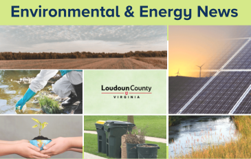 Graphic with images and text depicting Environmental and Energy News