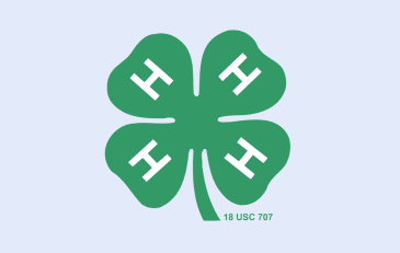 Green 4-H Clover Logo is in center of light blue background