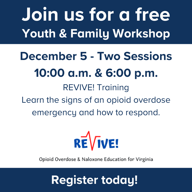Youth and Family Resource Center workshop REVIVE web graphic