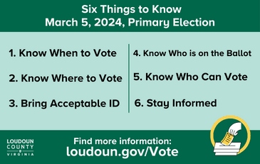 Link to information about the upcoming primary election in Loudoun County March 5, 2024