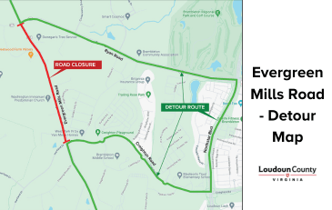 Map of Detour for Evergreen Mills Road Segment