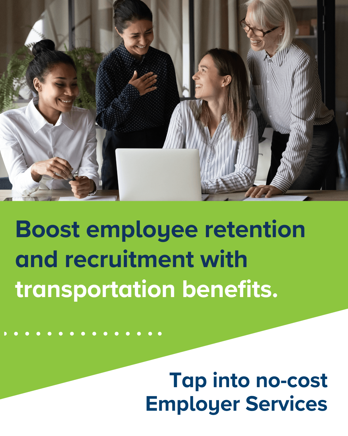 Employer Services graphic with tagline about transportation benefits for employees.