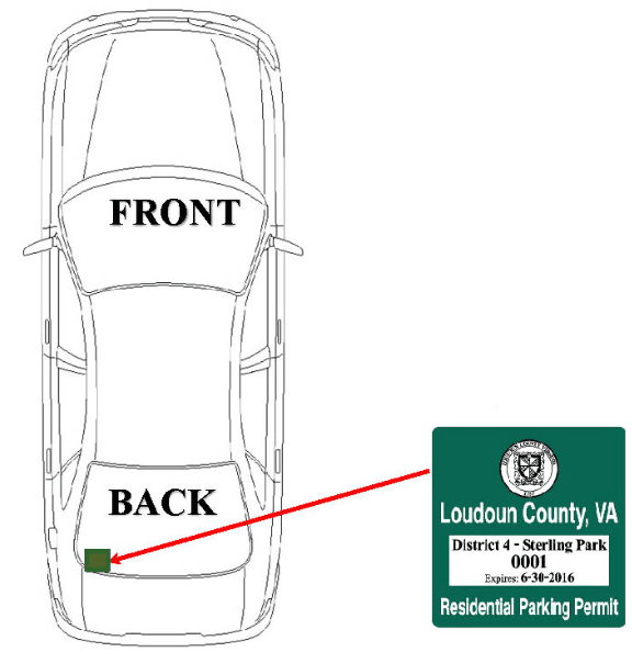 Parking Pass Placement at left of back window of the vehicle.